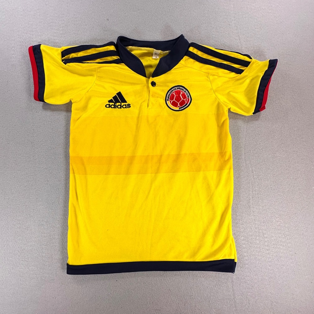 Adidas Colombia National Team Soccer Jersey Kids Size 6 Yellow Short Sleeve FCF